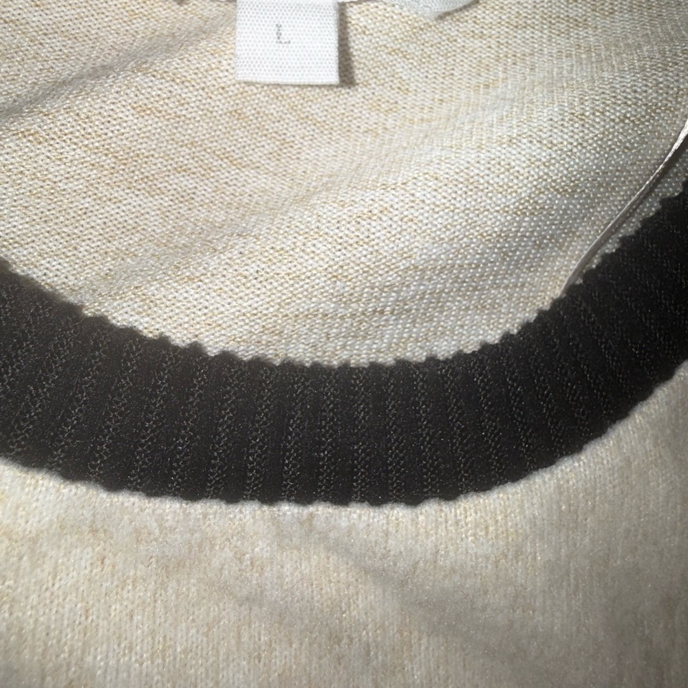 Chic Beige and Black Women's Pantsuit real black embellishment on top. - Picture 6 of 6